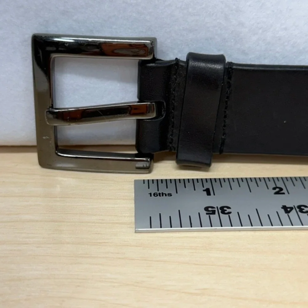 Black Genuine Leather Belt Size M 36 x 1.25 Gunmetal Buckle